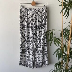 Legaci Western Aztec Print Casual Cropped Flare Pants